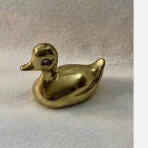 Vintage Brass Duck Figurine 4" Paperweight MCM Hollywood Regency